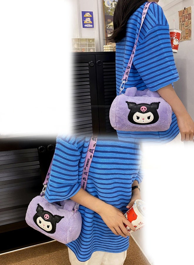 سانريو حقيبة كروس سانريو كورومي من القطيفة مع حزام كتف قابل للتعديل، محفظة كرتونية لطيفة للأطفال والبنات وحفلات التسوق اليومية أثناء السفر - Image 5