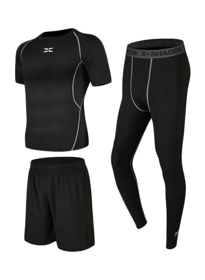 NIBEMINENT Men's Sports Fitness Quick Dry Compression Suit Black.