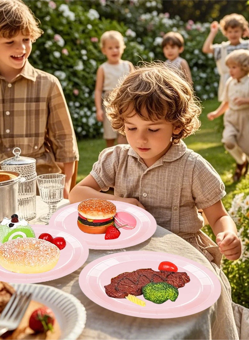 200 Pcs Disposable Paper Plates and Napkins,25 Guest Party Supplies Dinnerware Set Include Scalloped Paper Plates Napkin Cup Straw Plastic Spoon Fork Knive for Party,Wedding,Birthday (Pink) - view 4