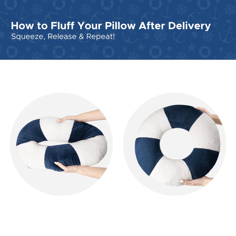 AELS 3D Anchor & Lifebuoy Nautical Throw Pillows, 19.6"& 15.7" Set of 2, Coastal Decor for Beach Enthusiasts Beach House, Ideal for Sofa Couch Living Room Bedroom and Nursery, Navy Blue and White - Image 4