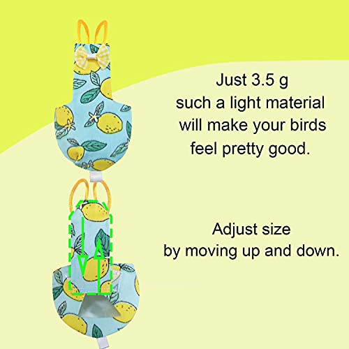 VANTRONIK VANFAVORI Bird Diaper Harness Flight Suit Clothes with 80 Inch Flying Leash for Parrots Cockatiel Pet Bird, Lemon, Including A Cotton Pad - Image 4
