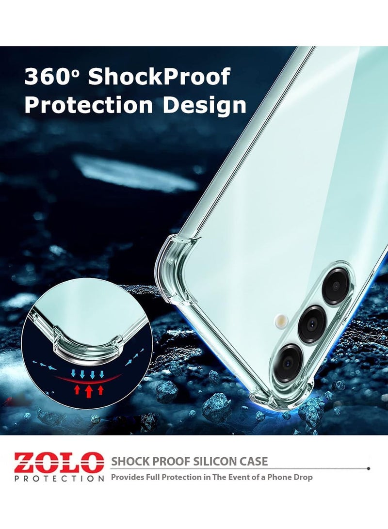 Zolo Protective Clear Case For Samsung Galaxy A54 Shock Proof Cover & 2Pcs 9D Tempered Glass Ultra Clear Screen Protector - Image 4