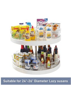 KASTWAVE 4 Packs Lazy Susan Cabinet Organizer with Handle BPA Free Durable Plastic Transparent Kitchen Storage Bins  - Image 4