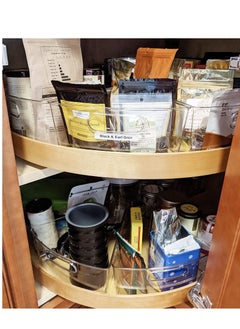 KASTWAVE 4 Packs Lazy Susan Cabinet Organizer with Handle BPA Free Durable Plastic Transparent Kitchen Storage Bins  - Image 2