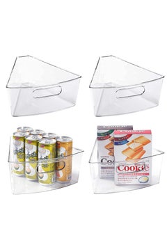 KASTWAVE 4 Packs Lazy Susan Cabinet Organizer with Handle BPA Free Durable Plastic Transparent Kitchen Storage Bins  - Image 1