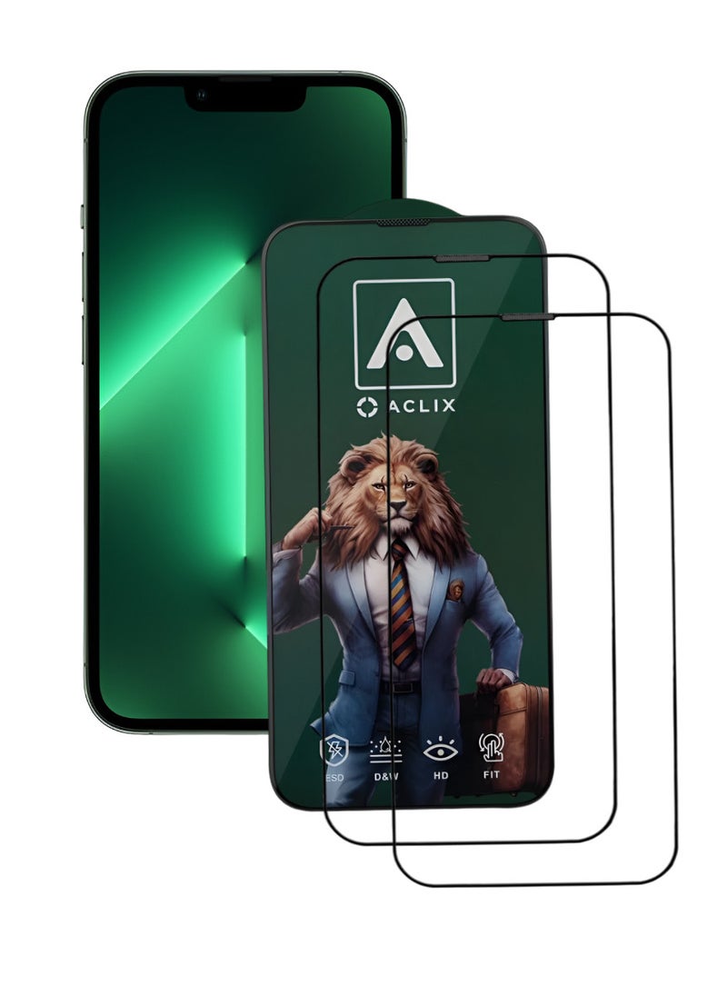 ACLIX 2 Pieces Antistatic ESD Dustproof Premium Quality High Definition Tempered Glass Screen Protector Designed For  iPhone 13 Pro - Image 1