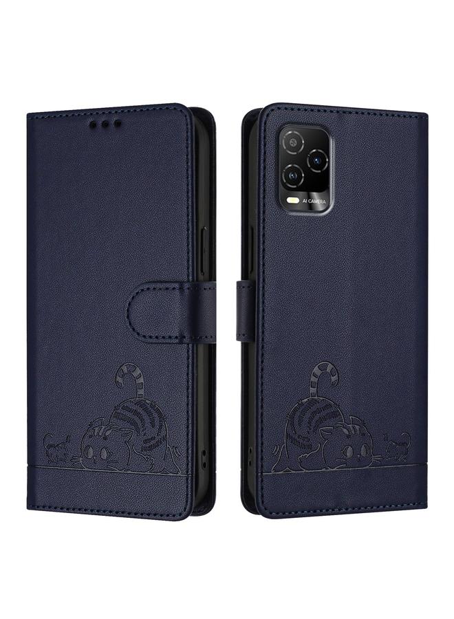 S-TOP Case For BLU View 5 Pro Cat Rat Embossed RFID Leather Phone Case with Lanyard - Image 2