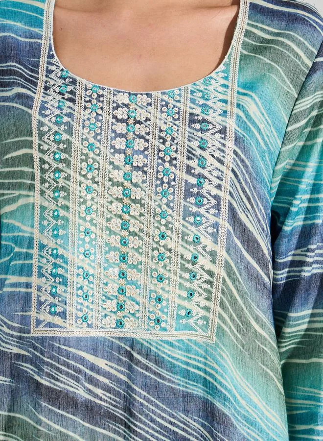 ستايلي Embroidery Detail Mirror Work Jalabiya