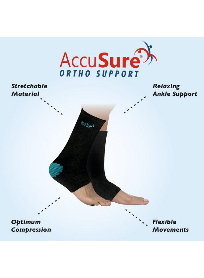 AccuSure Cotton Ankle Support |Ankle Brace For Plantar Fasciitis, Arch Support, Foot & Ankle Swelling, Achilles Tendon, Heel Pain, Injury Recovery | Black-Green |Extra Large - Image 4
