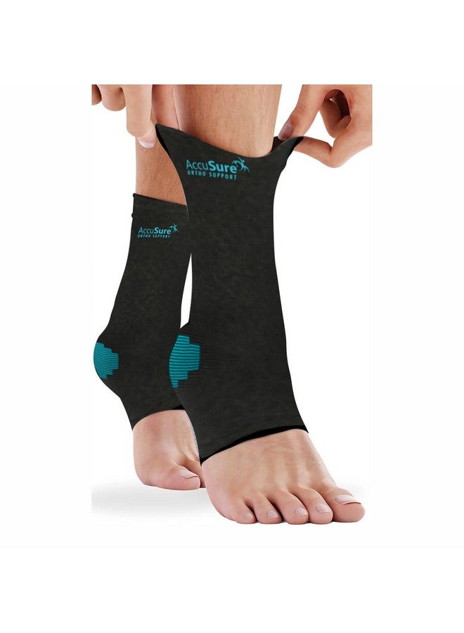 AccuSure Cotton Ankle Support |Ankle Brace For Plantar Fasciitis, Arch Support, Foot & Ankle Swelling, Achilles Tendon, Heel Pain, Injury Recovery | Black-Green |Extra Large - Image 1