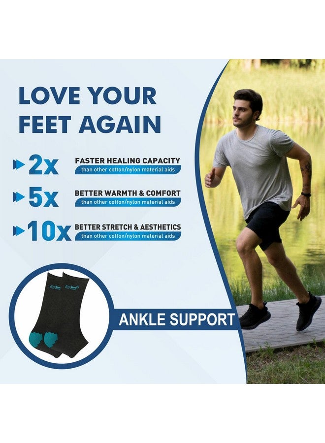 AccuSure Cotton Ankle Support |Ankle Brace For Plantar Fasciitis, Arch Support, Foot & Ankle Swelling, Achilles Tendon, Heel Pain, Injury Recovery | Black-Green |Extra Large - Image 3