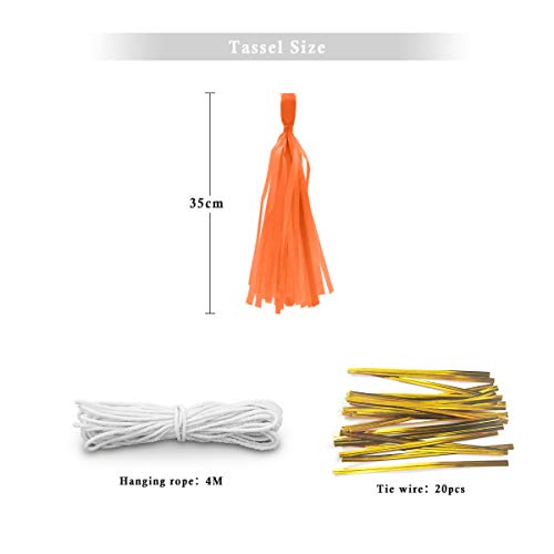 Binpeng Orange Tissue Paper Tassel DIY Hanging Paper Decorations Party Garland for Parties, Weddings, Festivals, Baby Showers - 20PCS (Light Orange-35CM) - Image 2