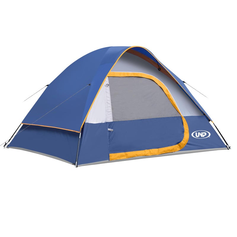 UNP Camping Tent 4 Person, Waterproof Windproof Tent with Rainfly Easy Set Up Portable Dome Tents for Camping (Navy Blue) - Image 1