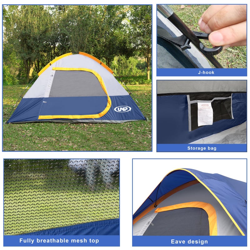UNP Camping Tent 4 Person, Waterproof Windproof Tent with Rainfly Easy Set Up Portable Dome Tents for Camping (Navy Blue) - Image 5