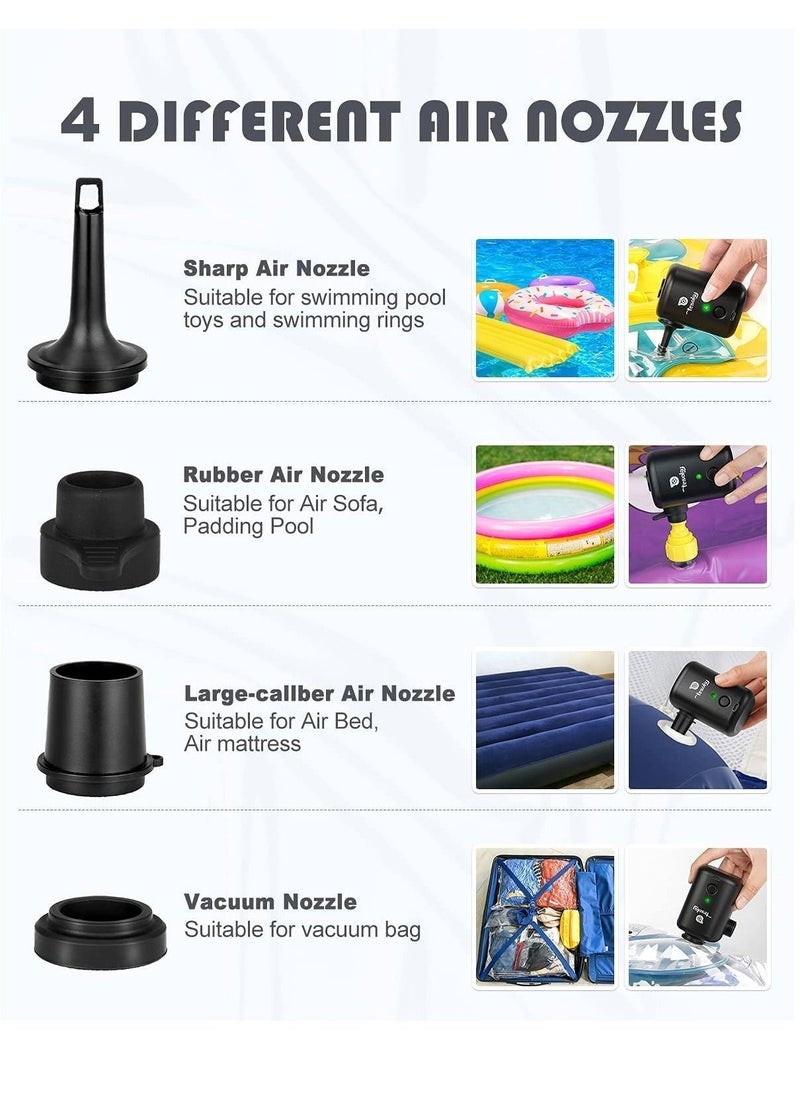 Generic - Portable Air Pump 3000mAh Rechargeable Battery Air Pump for Children's Pools Mini Airbed Pump with 4 Nozzles for Pool Floats Air Bed Air Mattress Swimming Ring Vacuum storage bags - Image 1