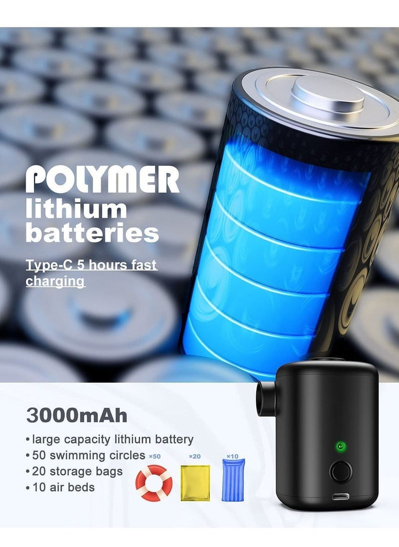Generic - Portable Air Pump 3000mAh Rechargeable Battery Air Pump for Children's Pools Mini Airbed Pump with 4 Nozzles for Pool Floats Air Bed Air Mattress Swimming Ring Vacuum storage bags - Image 1