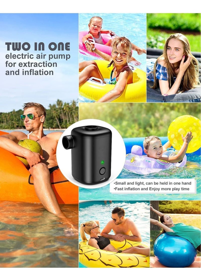 Generic - Portable Air Pump 3000mAh Rechargeable Battery Air Pump for Children's Pools Mini Airbed Pump with 4 Nozzles for Pool Floats Air Bed Air Mattress Swimming Ring Vacuum storage bags - Image 1
