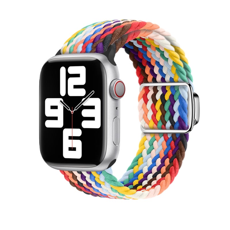 erorex For Apple Watch Se 2022 40Mm Nylon Loop Magnetic Buckle Watch Band(Official Rainbow) - Image 1