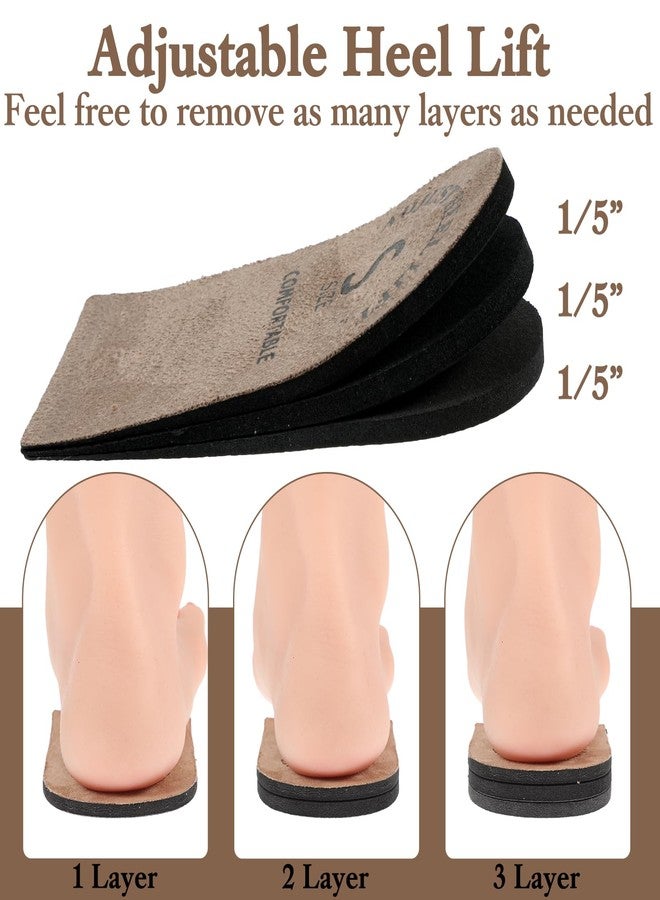 Quilax 2 Pack Heel Lifts, Adjustable Heel Lifts for Leg Length Discrepancy, Women Man Shoe Lift Pain Relief, Brown Heels Pads for Shoes (Small) - Image 3