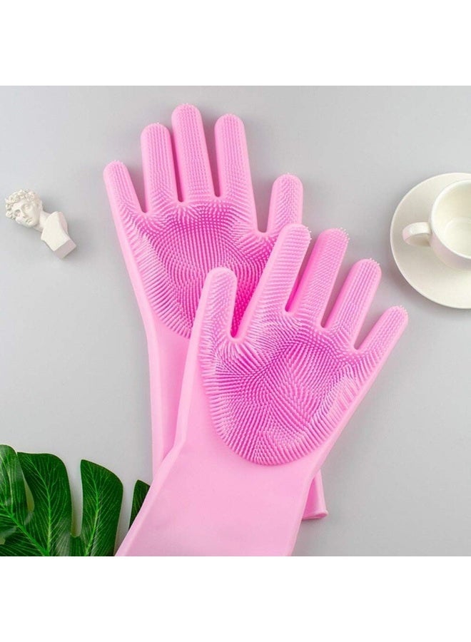 جوانتي بفرشاة سيليكون مقاوم للحرارة – روز – قابل لإعادة الاستخدام – لتنظيف وغسل الأطباق والسيارات والعناية الشخصية - Image 1