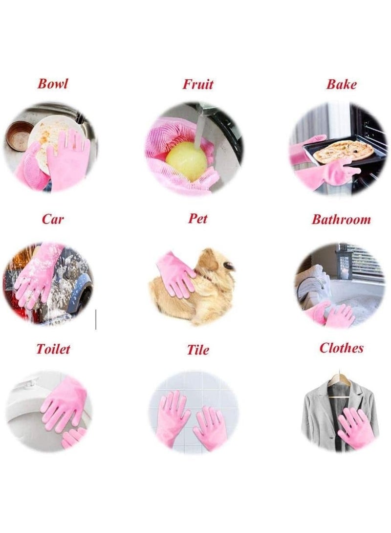 جوانتي بفرشاة سيليكون مقاوم للحرارة – روز – قابل لإعادة الاستخدام – لتنظيف وغسل الأطباق والسيارات والعناية الشخصية - Image 5