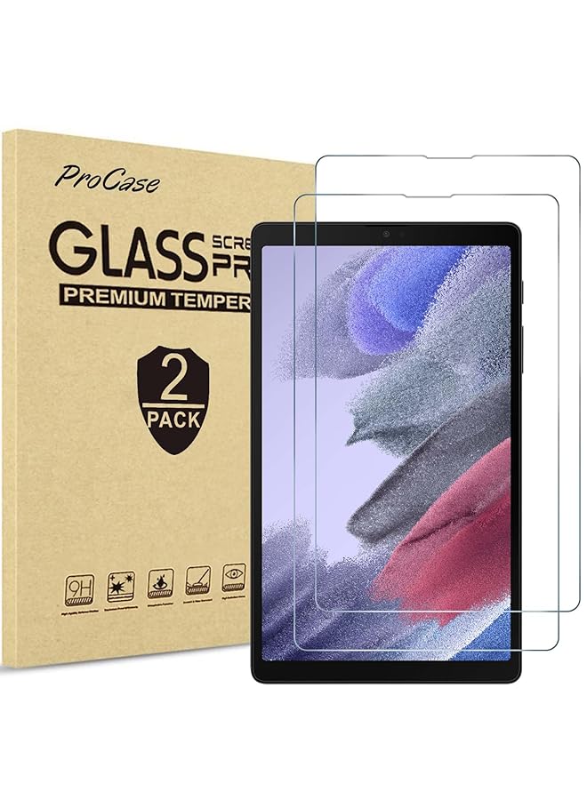 Procases 2 Pack Screen Protector For Galaxy Tab A7 Lite 8.7 Inch 2021 T220 T225 T227 Tempered Glass Screen Film Guard For Galaxy Tab A7 Lite 8.7 Inch 2021 Release Sm T220 Sm T225 Sm T227 - Image 1