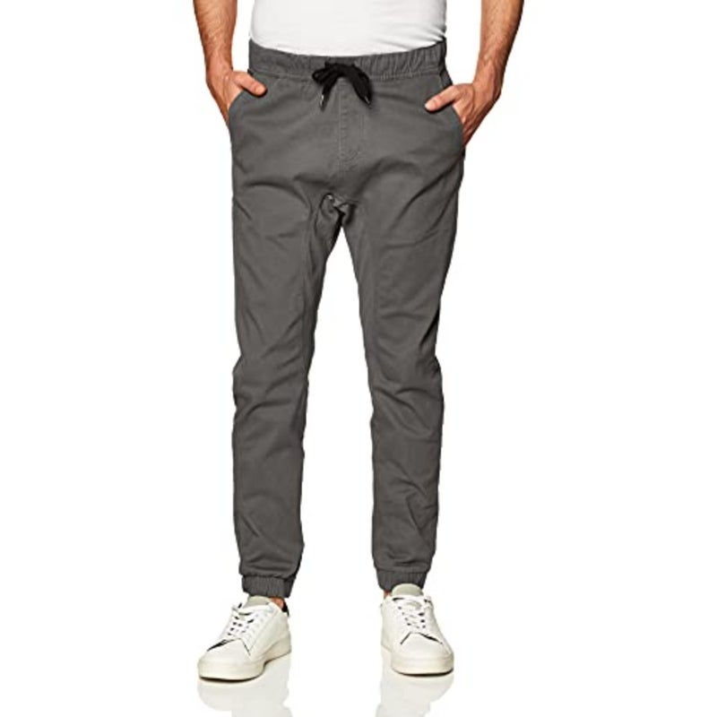 Southpole Men's Basic Stretch Twill Jogger Pants for casual wear, cotton-poly blend fabric, black color, stretch comfort and tapered fit - Image 1