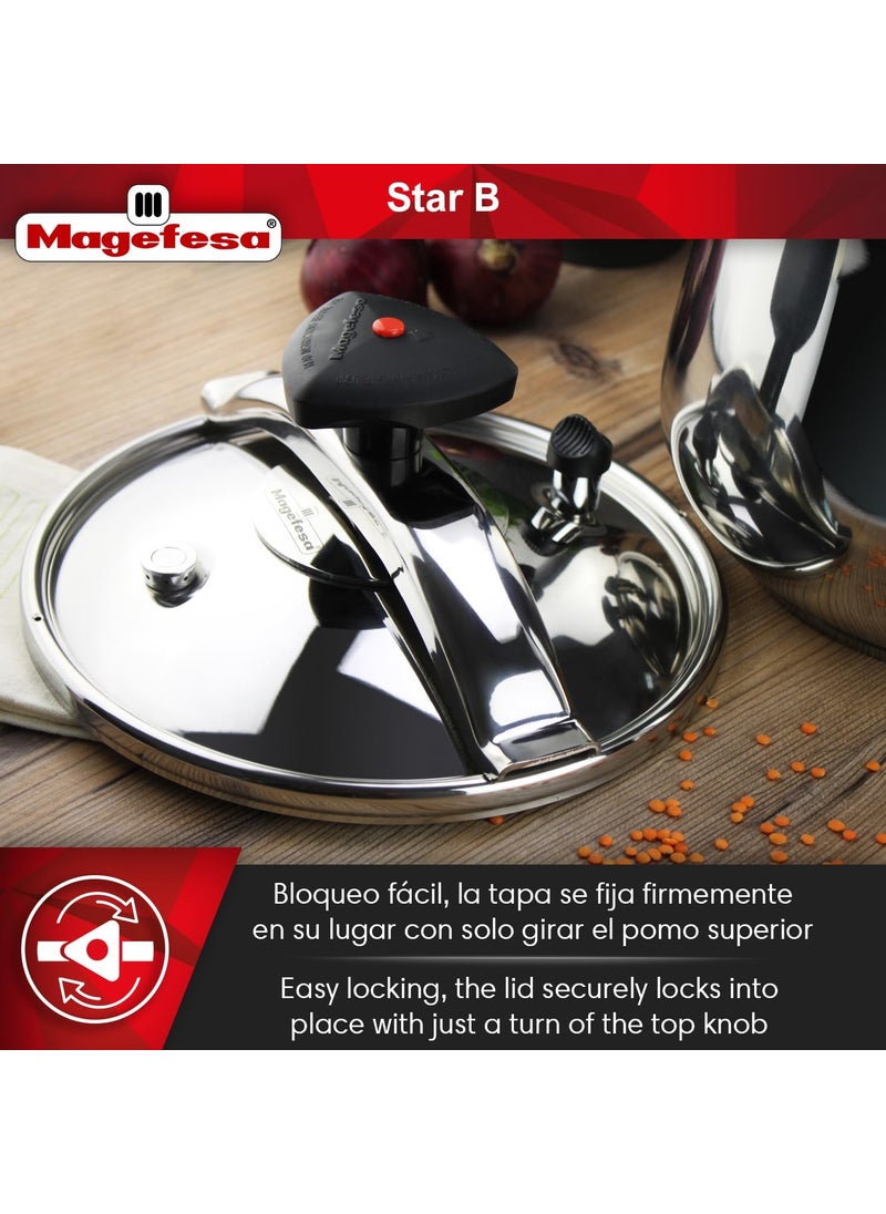 Magefesa MAGEFESA Star Belly Pressure Cooker 106 Quart with rounded bottom made in 1810 stainless steel suitable for all types of stovetops included indution 3 heavy security systems 8 psi  - Image 5