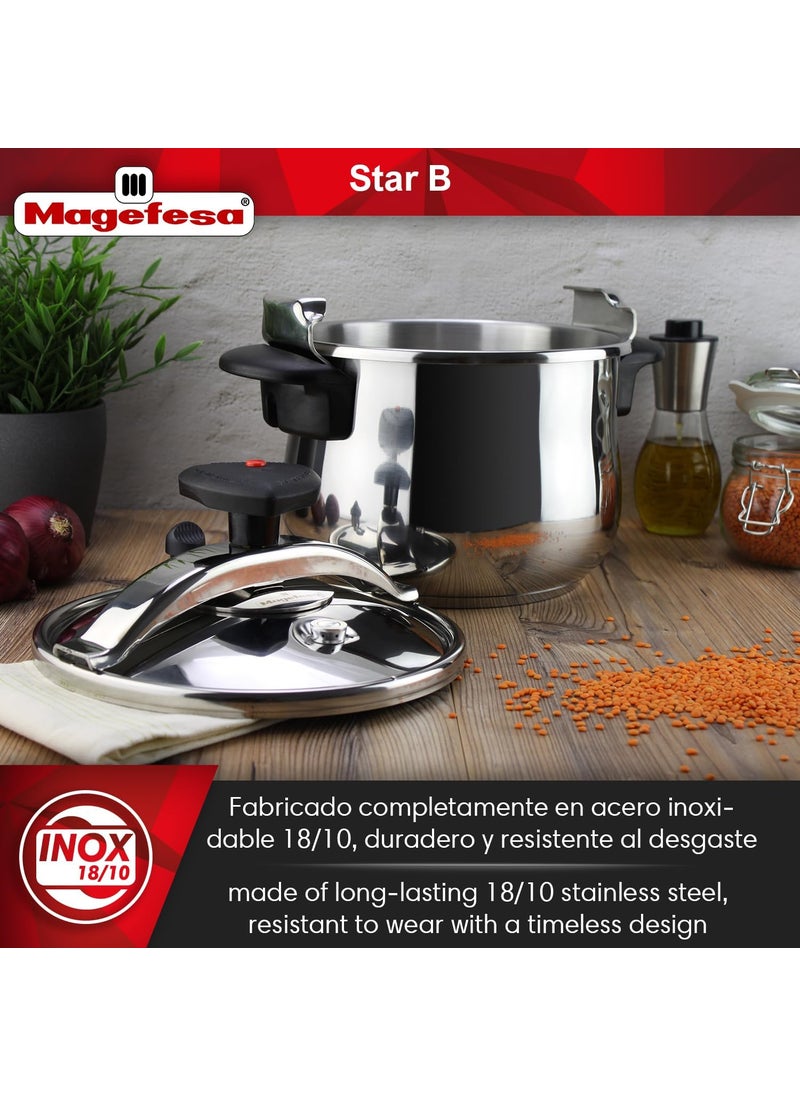 Magefesa MAGEFESA Star Belly Pressure Cooker 106 Quart with rounded bottom made in 1810 stainless steel suitable for all types of stovetops included indution 3 heavy security systems 8 psi  - Image 3