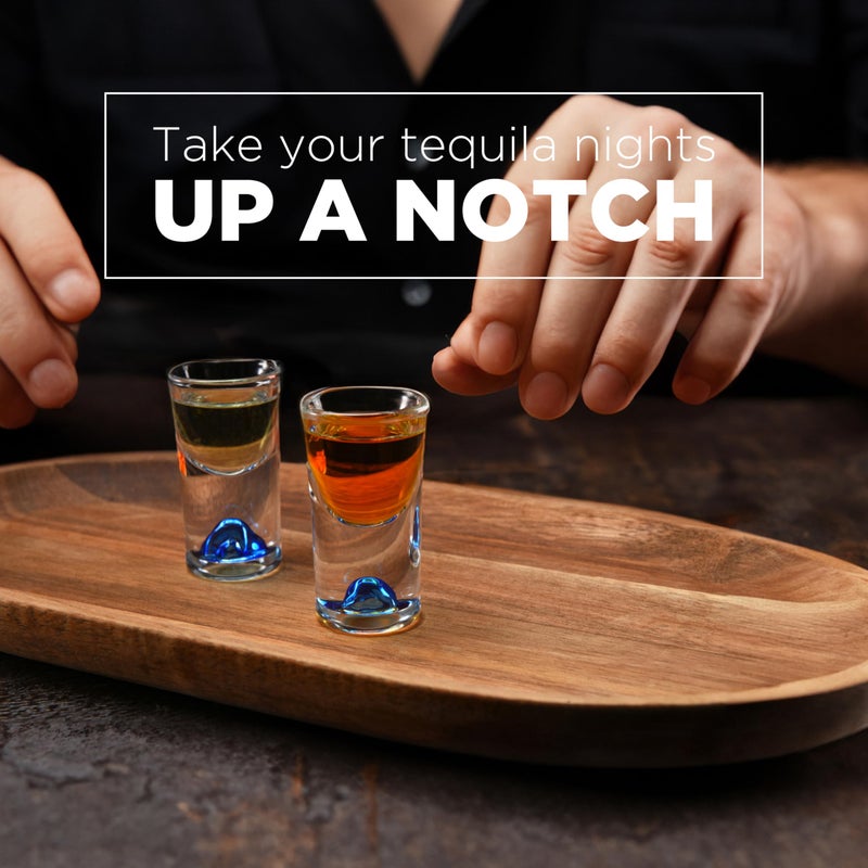 flybold Shot Glasses Set 0.34 oz / 10ml - Set of 4 - Waterdrop Design - Glass Material - Ideal for Groomsmen, Father's Day, Birthday, Anniversary - Crystal Cut Cute Shot Glass Set - Image 2