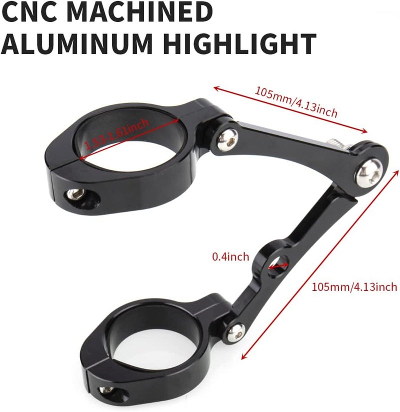 KICRY Universal Motorcycle Headlight Mounting Bracket for 39-41mm Fork Tubes - CNC Aluminum - Black - Image 5