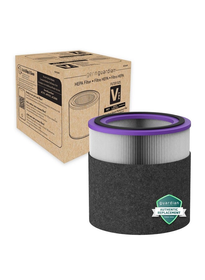 GermGuardian FLT151PT Filter V, Pet Pure HEPA Genuine Replacement Filter, Removes 99.97% of Pollutants for AC3000W, AC3000B, AC3050, AP3151 and AC151 Air Purifiers, Black/Purple - Image 1