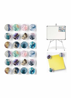 NIBEMINENT 24 Pcs Glass Strong Magnetic Refrigerator Sticker Marble Crystal Fridge Magnets Decoration for Crafts Kitchen Office Whiteboard Cabinet and Dishwasher  - Image 1