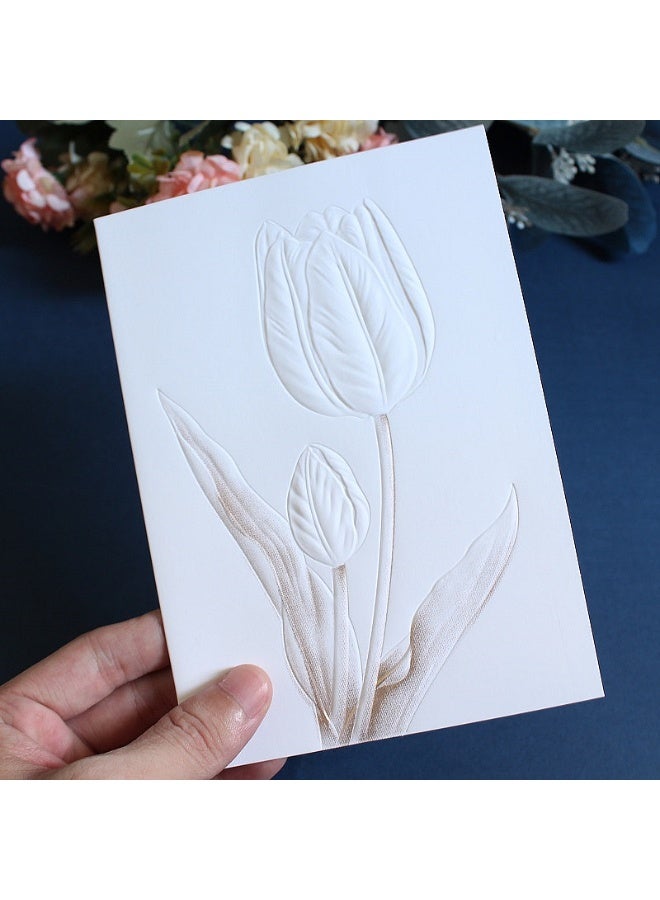 Generic 4 PCS Embossed Floral Greeting Cards with Envelopes – 4 Different Designs – Elegant Blank Cards for Birthday, Thank You, Wedding & Special Occasions  - Image 2
