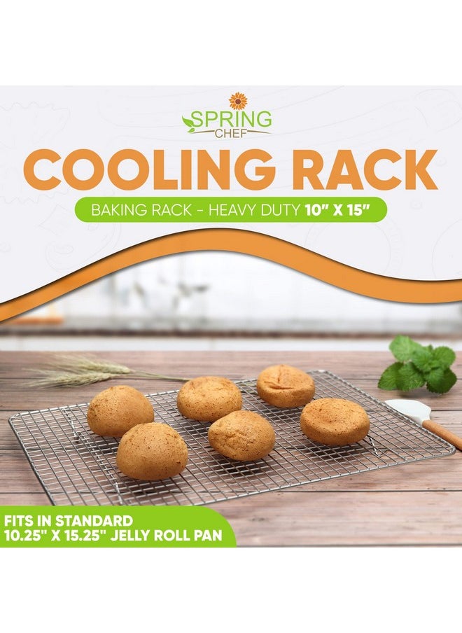 Spring Chef Spring Chef 10 x 15 Inch Stainless Steel Cooling Rack for Cooking & Baking - Heavy Duty Cookie Cooling Rack for Kitchen - Oven Safe - Fits Jelly Roll Pan - Dishwasher Safe  - Image 1