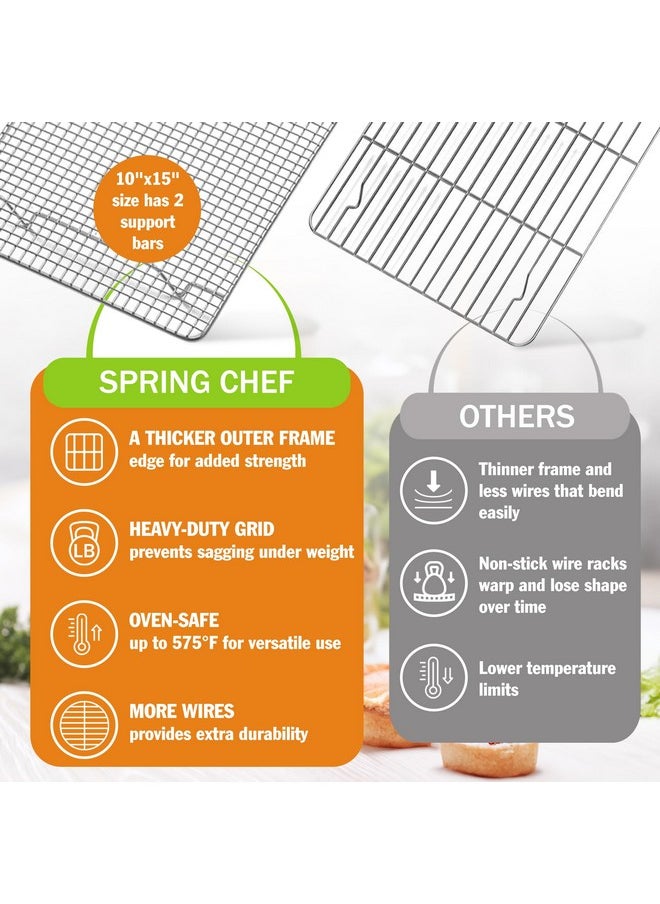 Spring Chef Spring Chef 10 x 15 Inch Stainless Steel Cooling Rack for Cooking & Baking - Heavy Duty Cookie Cooling Rack for Kitchen - Oven Safe - Fits Jelly Roll Pan - Dishwasher Safe  - Image 2