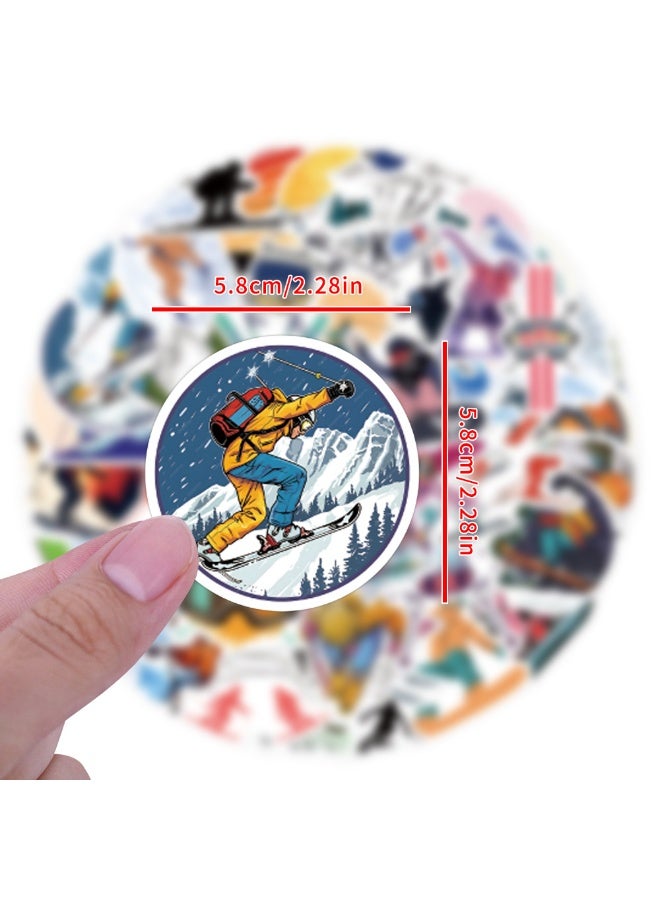 55 Pcs Winter Skiing Sports Waterproof Vinyl Stickers for Helmet Snowboard Water Bottles Bicycle Laptop Refrigerator Luggage Computer Mobile Phone Bike Decals Party Favors - Image 4