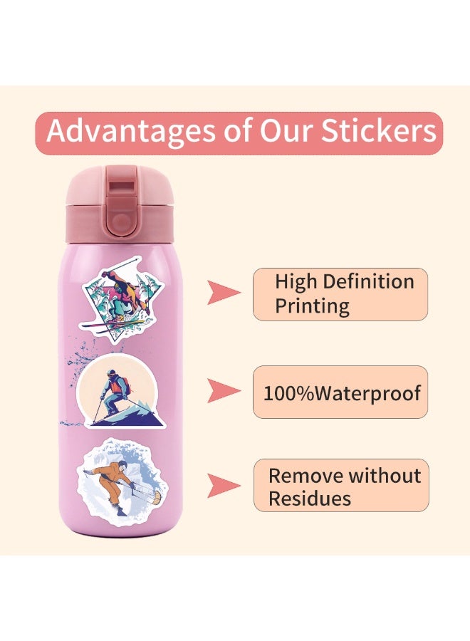 55 Pcs Winter Skiing Sports Waterproof Vinyl Stickers for Helmet Snowboard Water Bottles Bicycle Laptop Refrigerator Luggage Computer Mobile Phone Bike Decals Party Favors - Image 2