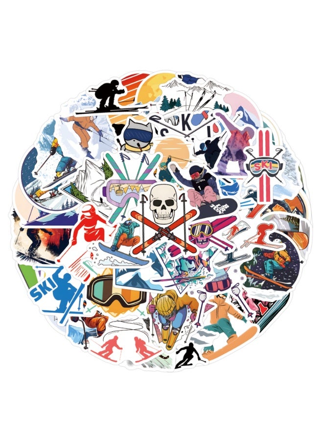 55 Pcs Winter Skiing Sports Waterproof Vinyl Stickers for Helmet Snowboard Water Bottles Bicycle Laptop Refrigerator Luggage Computer Mobile Phone Bike Decals Party Favors - Image 1