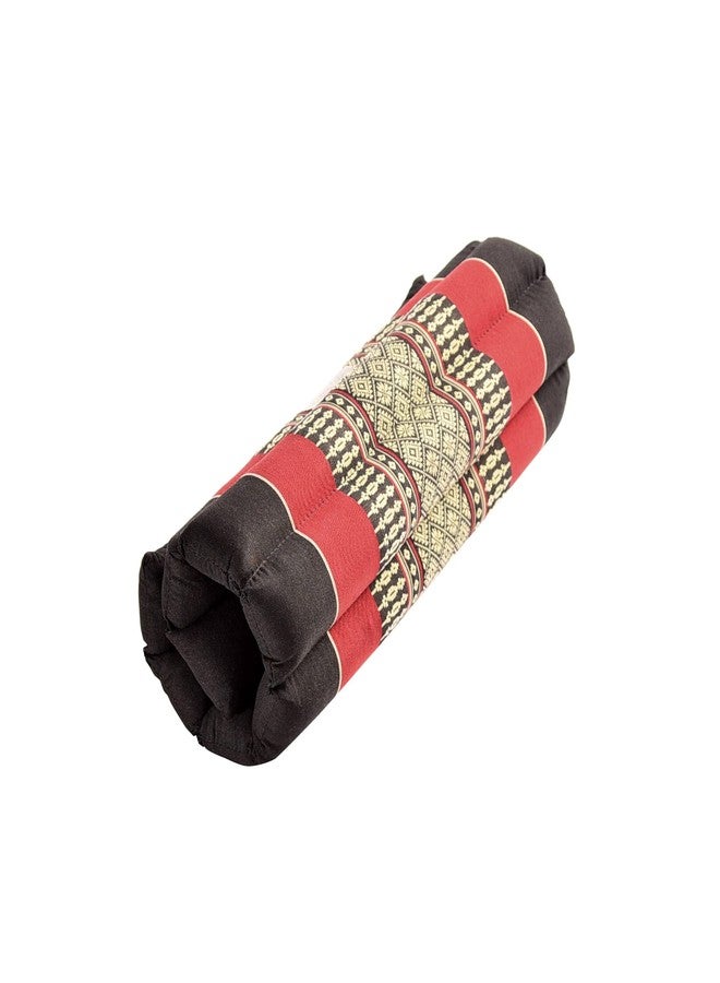 Zafuko Rollable Cushion - Black/Red - organic Kapok filling, use rolled or flat for yoga and meditation, lightweight, great car or seat cushion - Image 2