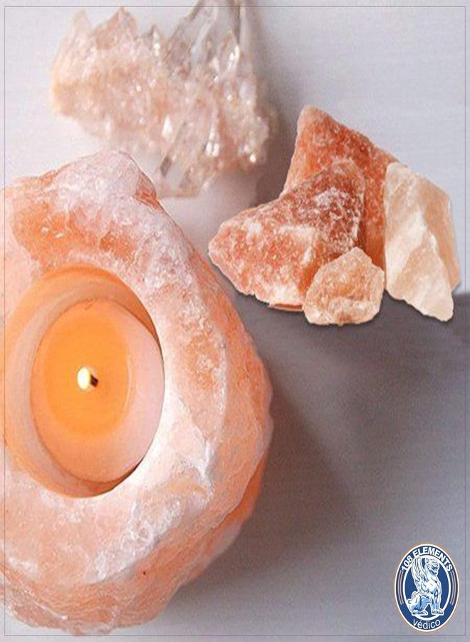 108 ELEMENTS Himalayan Pink Salt Candle Holder, Himalayan Natural Crystal Tea Light Candle Holder (Qty-1), Stone - Image 5