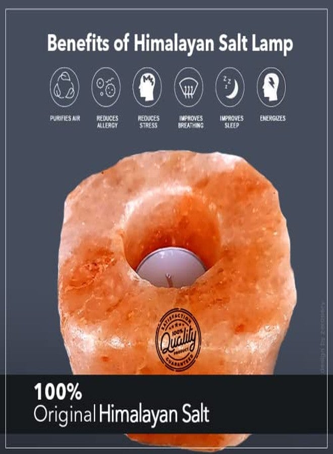 108 ELEMENTS Himalayan Pink Salt Candle Holder, Himalayan Natural Crystal Tea Light Candle Holder (Qty-1), Stone - Image 1