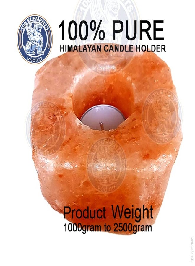 108 ELEMENTS Himalayan Pink Salt Candle Holder, Himalayan Natural Crystal Tea Light Candle Holder (Qty-1), Stone - Image 3