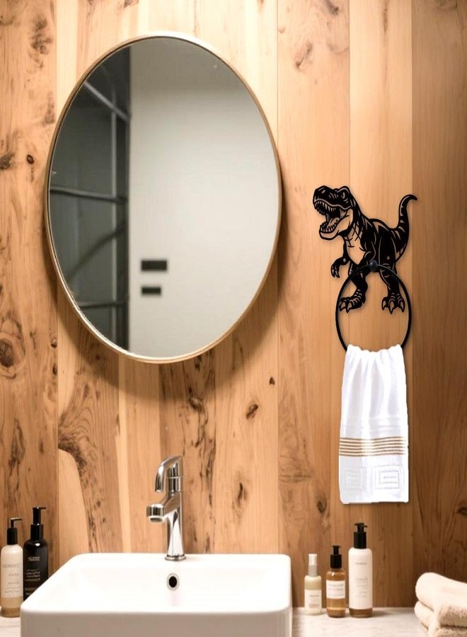 MAYJOYDIY Roar Dinosaur Metal Towel Ring Tyrannosaurus Rex Towel Holder Jurassic Animals Bath Towel Ring Black Art Towel Rack for Bathroom Kitchen Towel Hanger Home Decors Gift - Image 5