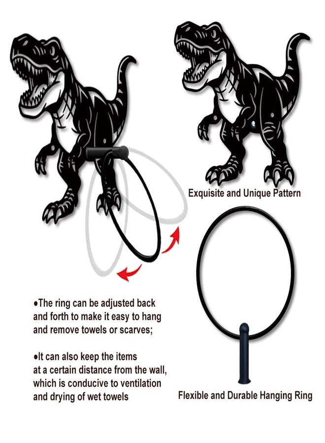 MAYJOYDIY Roar Dinosaur Metal Towel Ring Tyrannosaurus Rex Towel Holder Jurassic Animals Bath Towel Ring Black Art Towel Rack for Bathroom Kitchen Towel Hanger Home Decors Gift - Image 4