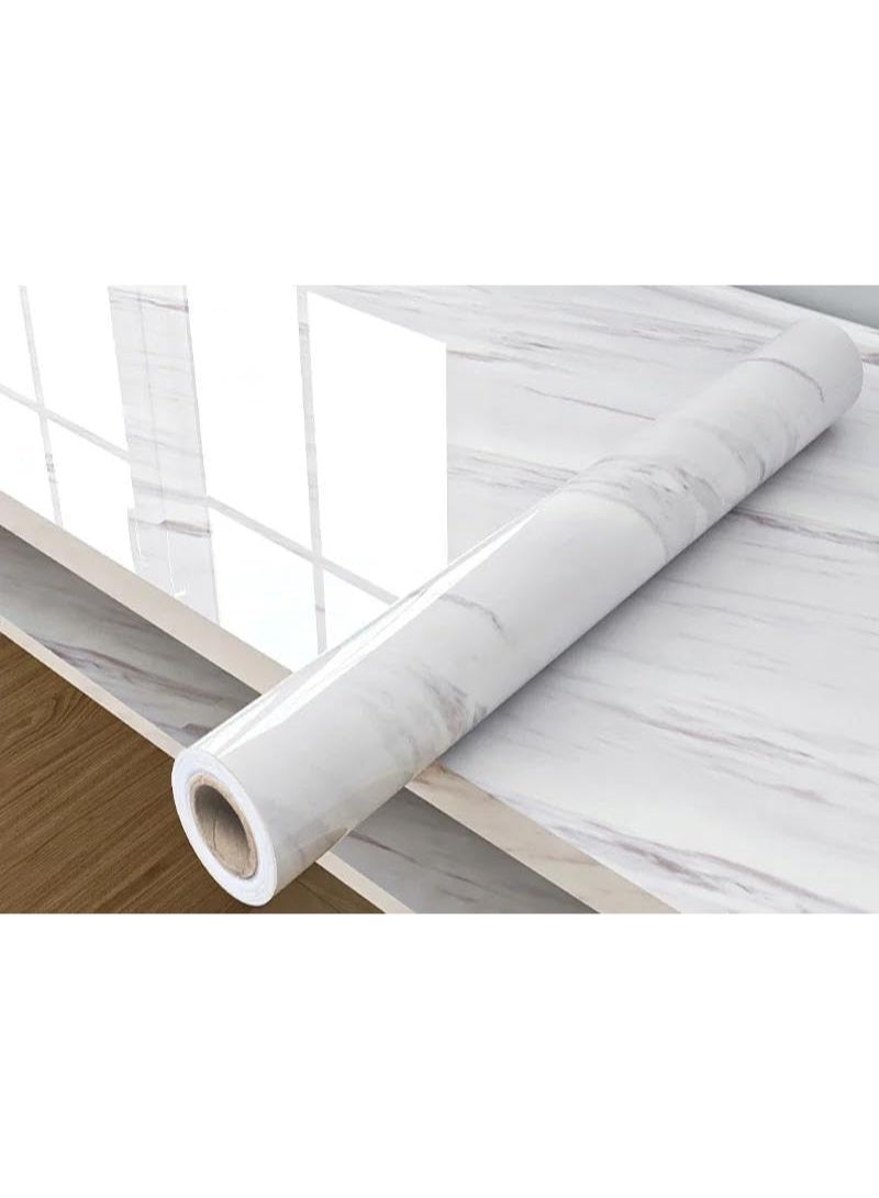 Om Akshar White Marble Wallpaper, Waterproof Wallpaper for Living Room and Large Self-Adhesive Stickers - Image 1