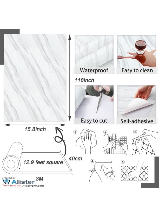 Om Akshar White Marble Wallpaper, Waterproof Wallpaper for Living Room and Large Self-Adhesive Stickers - Image 3