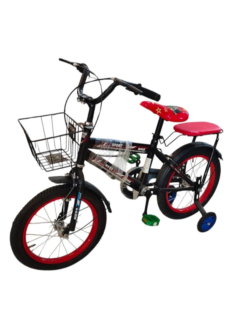 Generic - Kids Bike with Hand Brake and Basket for Ages 3-9 Years, Bicycle Training Wheels Fenders, Children Bicycle with falling system safety - Red Hero & green - Image 1