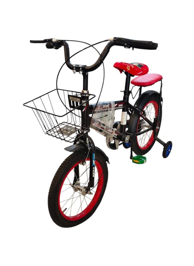 Generic - Kids Bike with Hand Brake and Basket for Ages 3-9 Years, Bicycle Training Wheels Fenders, Children Bicycle with falling system safety - Red Hero & green - Image 1
