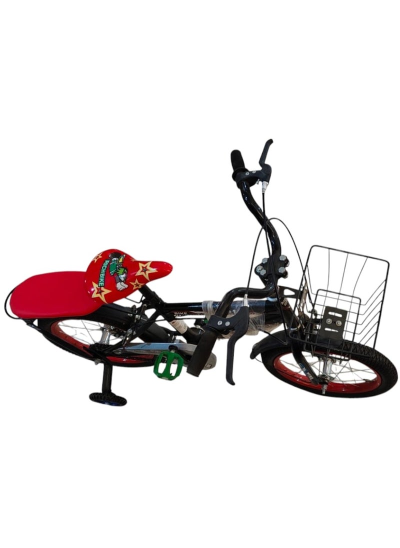 Generic - Kids Bike with Hand Brake and Basket for Ages 3-9 Years, Bicycle Training Wheels Fenders, Children Bicycle with falling system safety - Red Hero & green - Image 1
